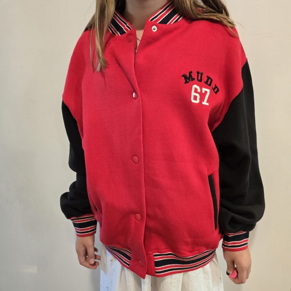 NWT Mudd Letterman Style Button Red Blue Jacket Coat Y2K Vintage Juniors Small